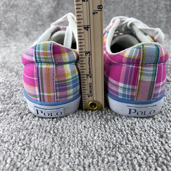 Ralph Lauren Polo Brisbane Pink Plaid Casual Fashion Sneakers Womens Size 10B - Picture 8 of 9
